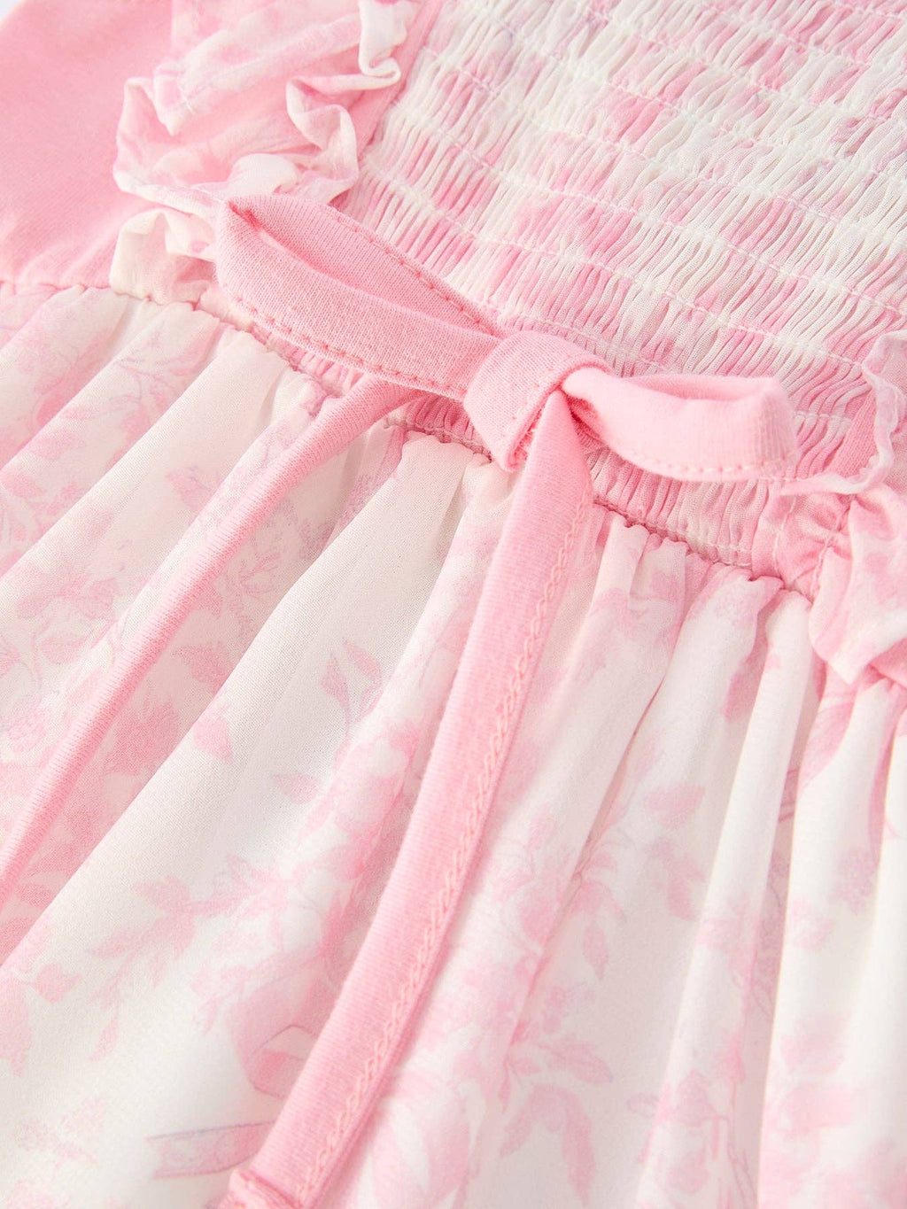 Summer Sweet Smocked Bow Ruffle Girl Dress