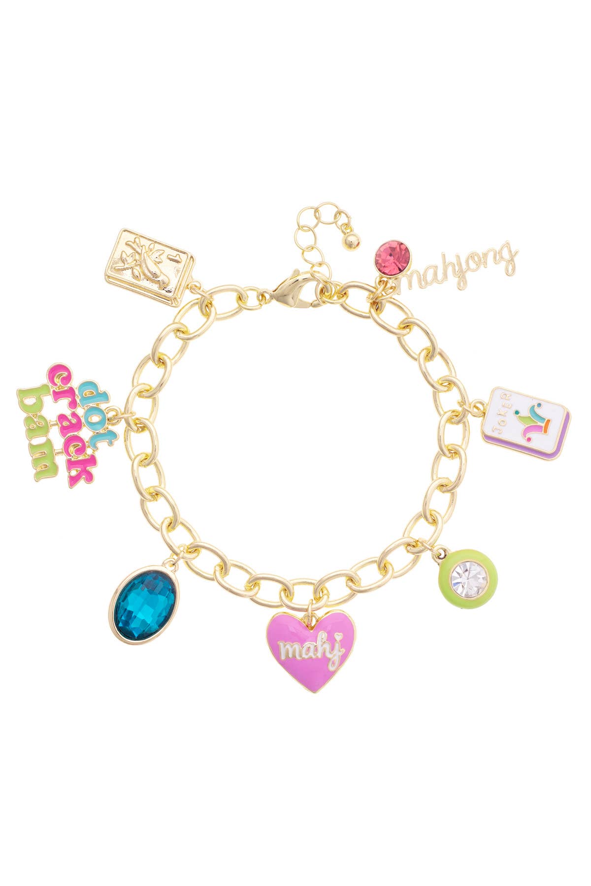 I'm Just a (Mahj) Girl Enamel Charm Bracelet in Pastel Multi
