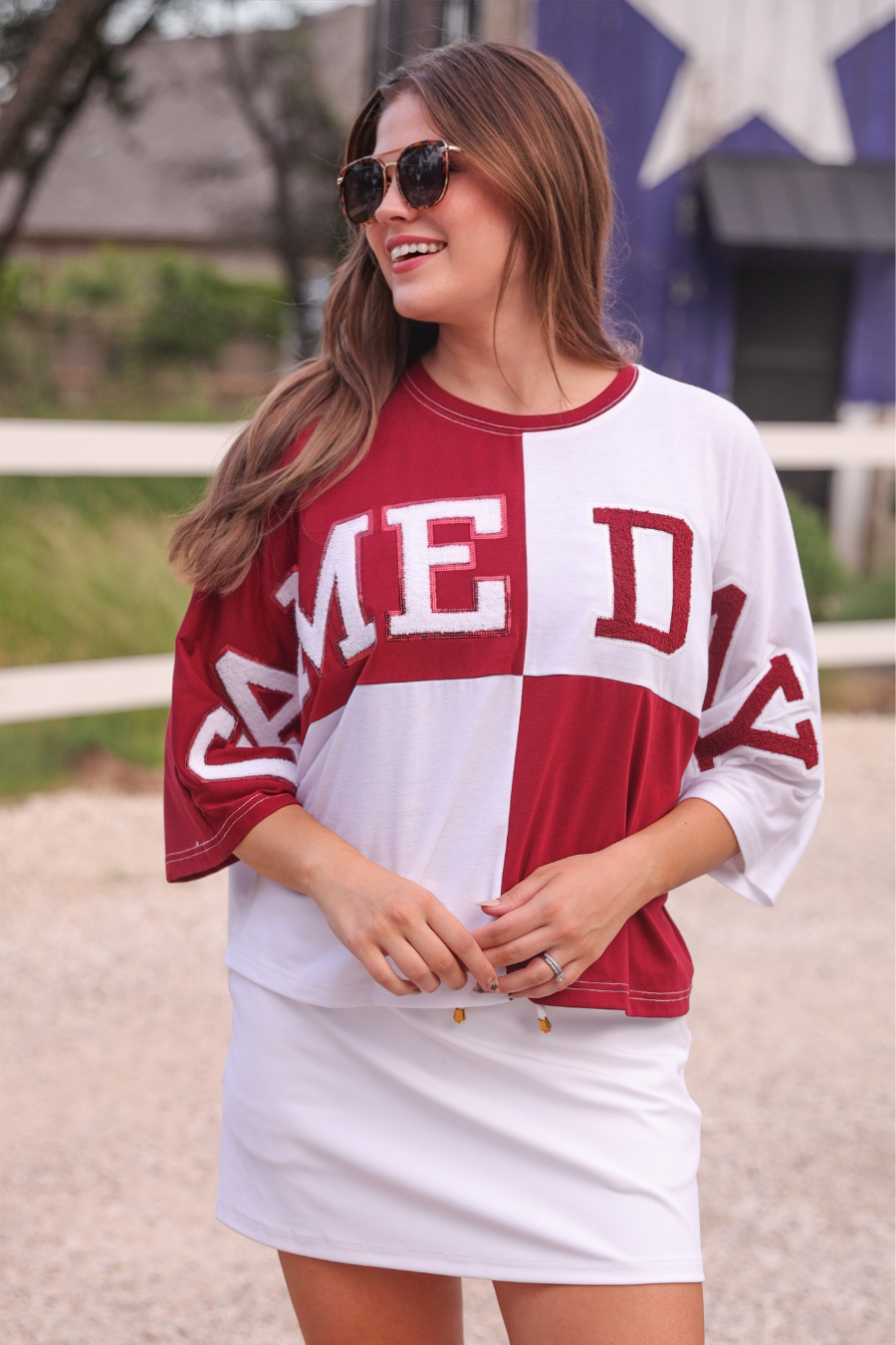 Huddle Up Color Block Top- Maroon