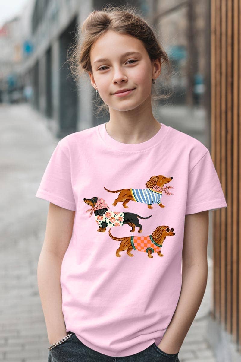 Stylish Dachshunds Kids Graphic Heavy Cotton Tee