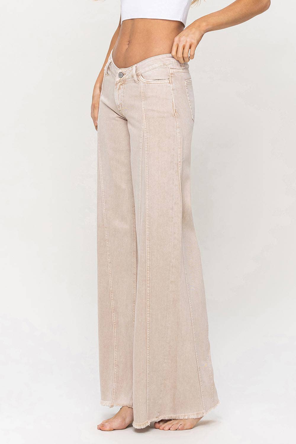 Flying Monkey Low-Rise Seam Detail Baggy Wide Jeans