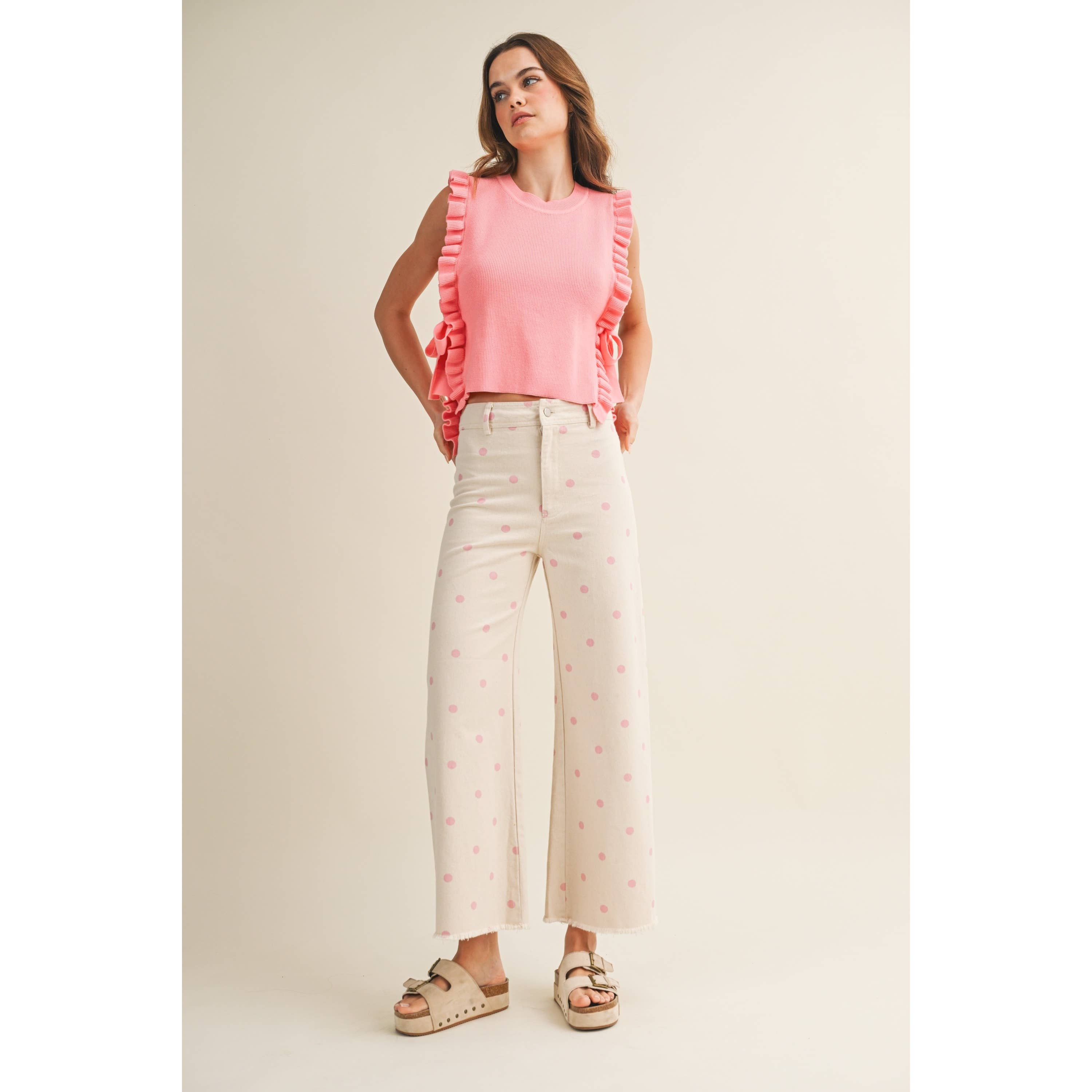 Falling Petals Polka Trouser Relaxed Fit Pants