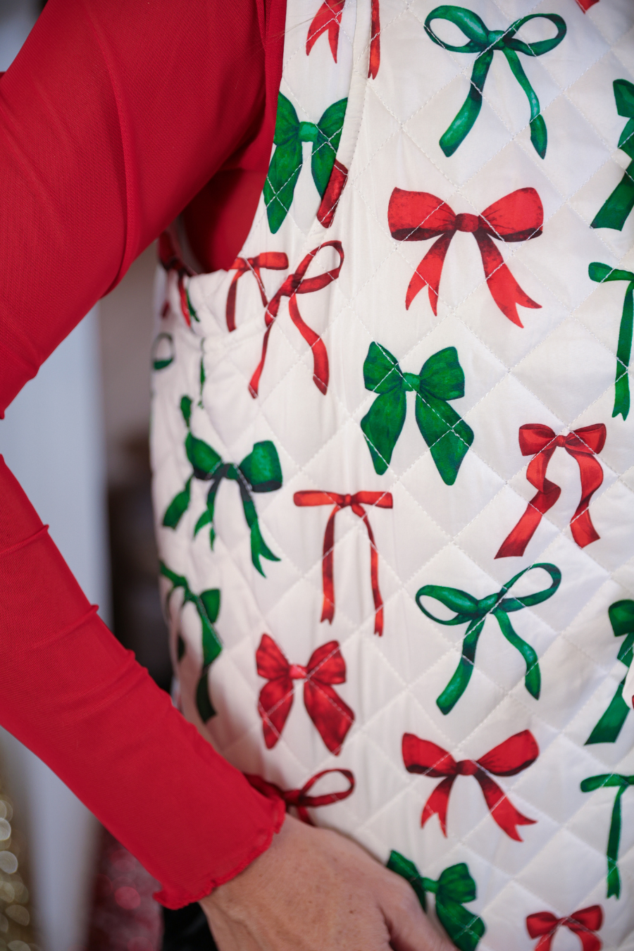 Twila Quilted Tie Vest- Midnight Bow Christmas Edition