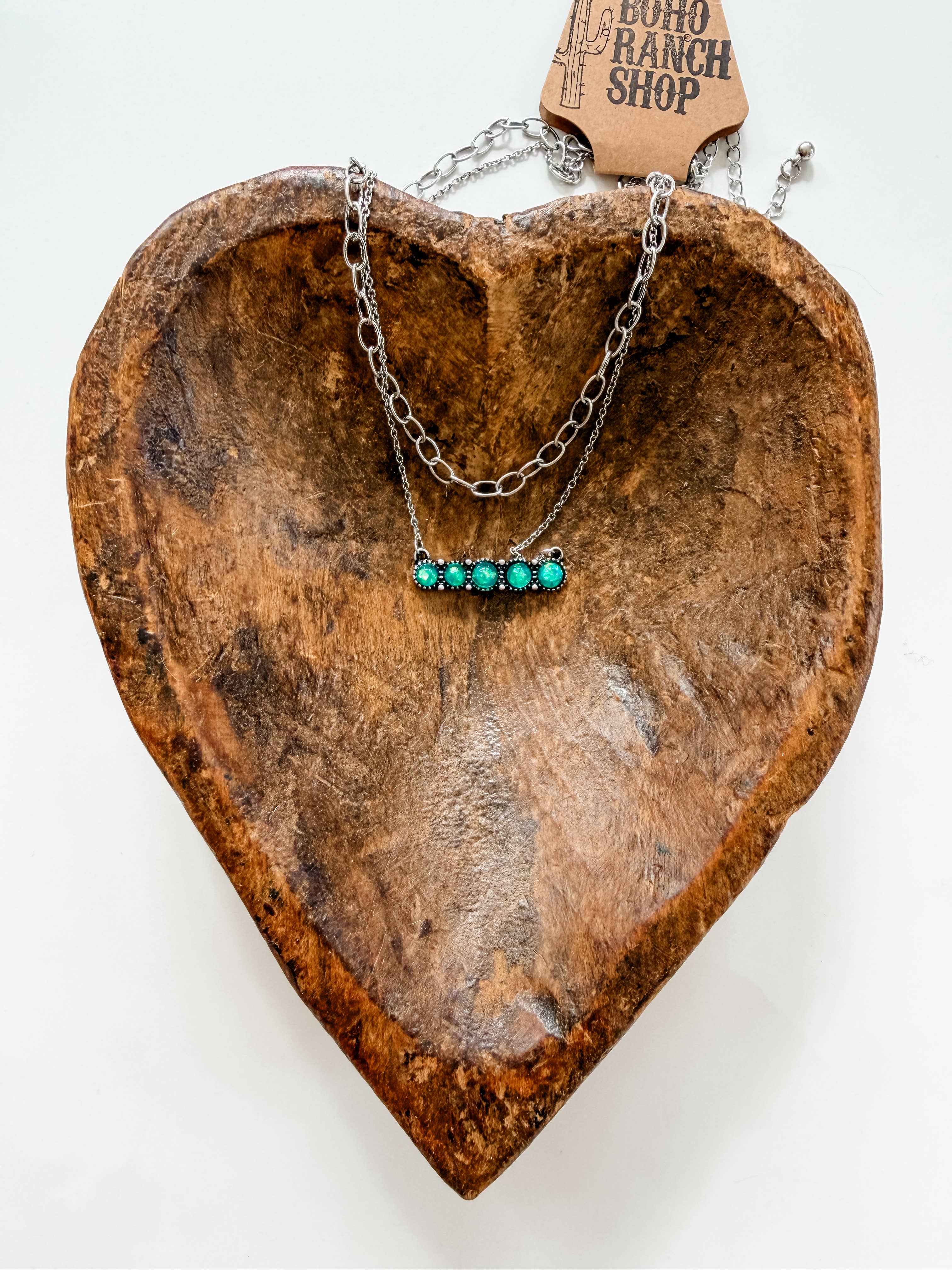 Layered 2 Row Opal Stone Necklace