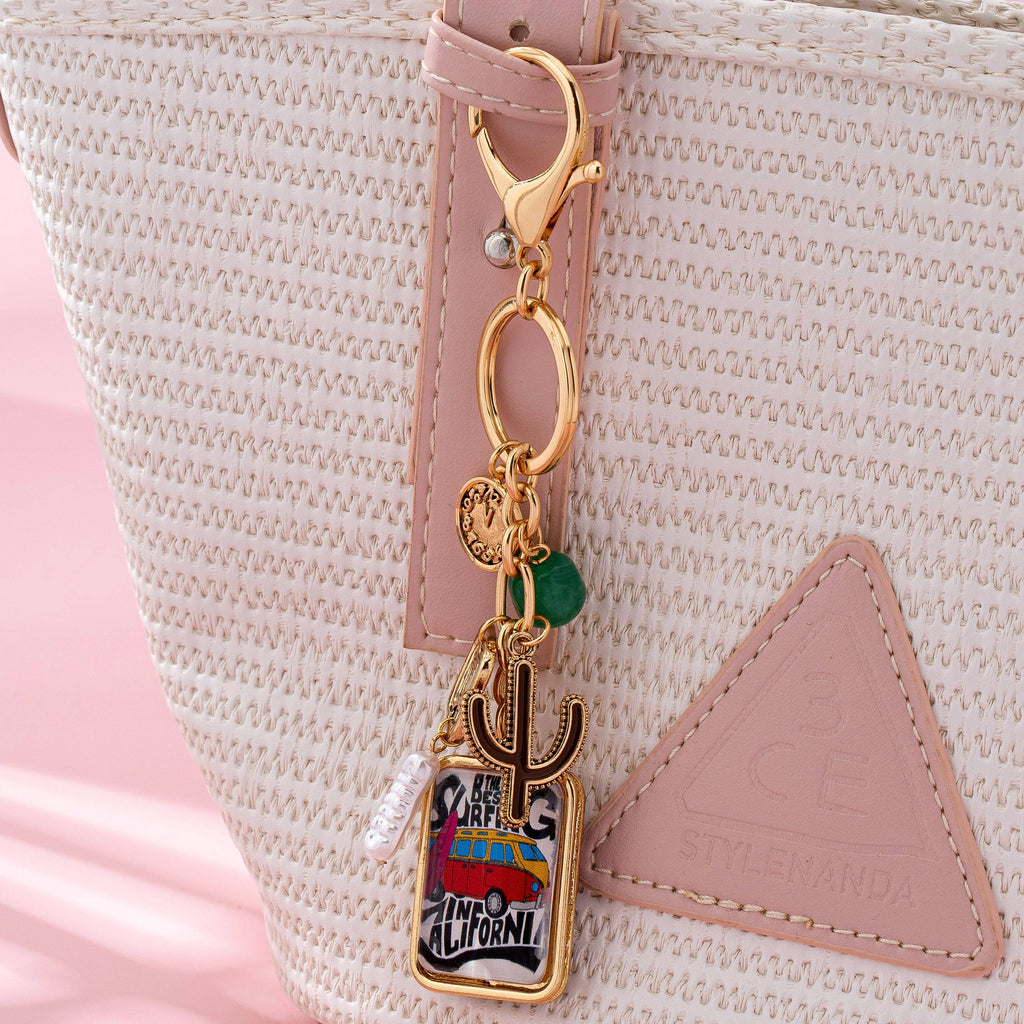 Boho California Surfing Charm Keychain