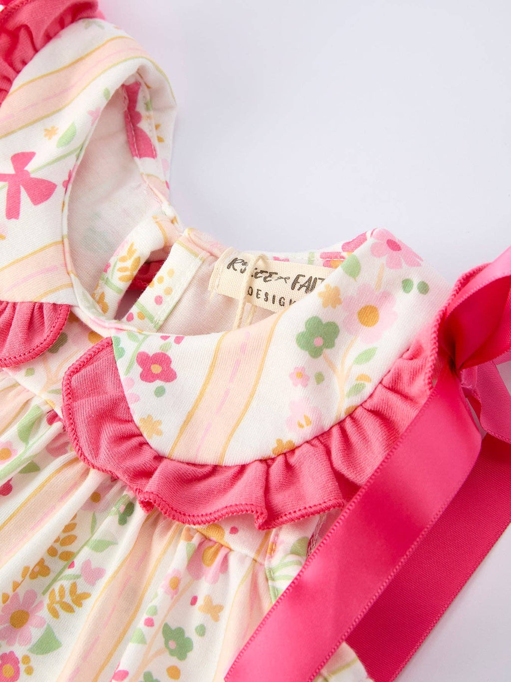 Spring Floral Bow Ruffle Girl Bloomer Set