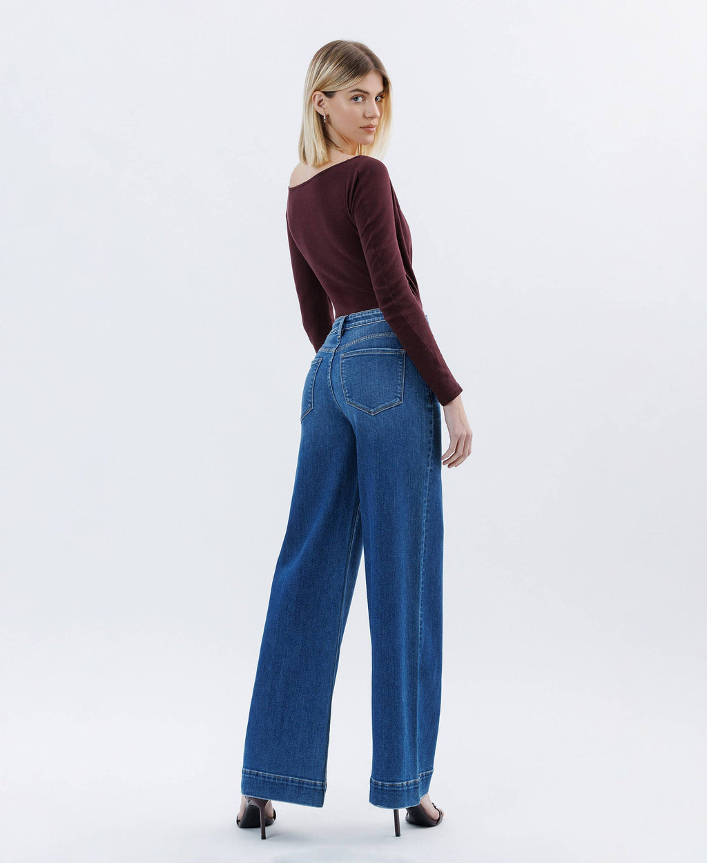 HIGH RISE TROUSER HEM EXTREME WIDE LEG JEANS