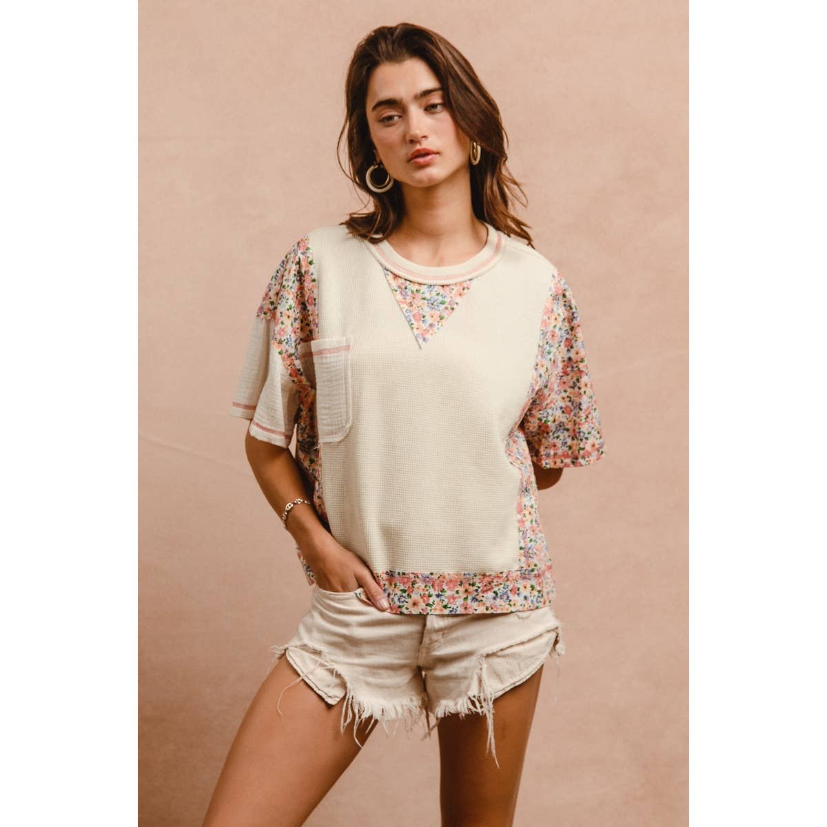 THERMAL AND GAUZE WITH FLORAL MIX AND MATCH TOP