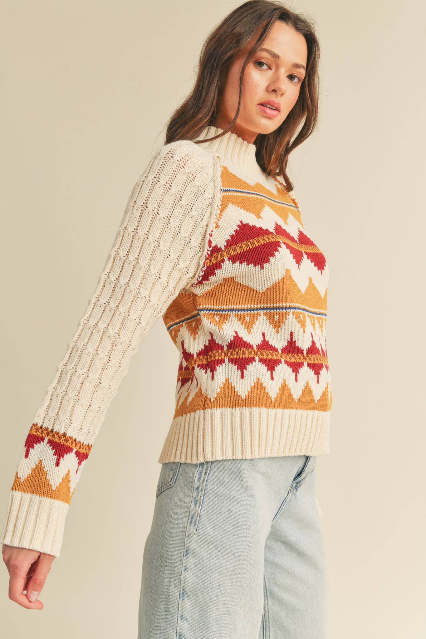 FAIR ISLE TURTLENECK SWEATER