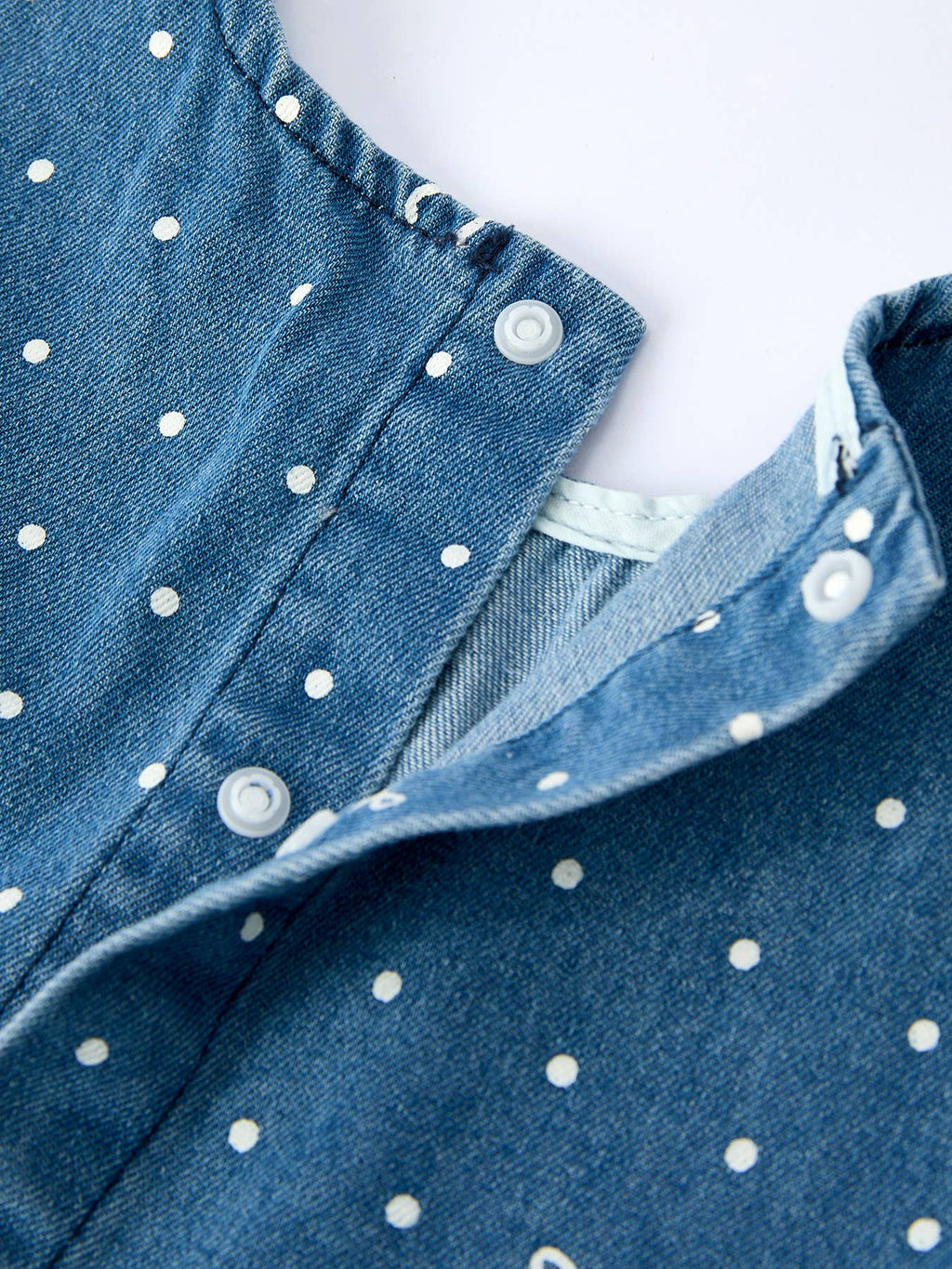 Spring Bow Dot Denim Ruffle Top and Pants Set 3/4 Pants