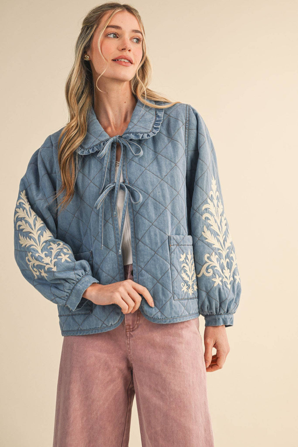 QUILTED JACKET WITH EMBROIDERY