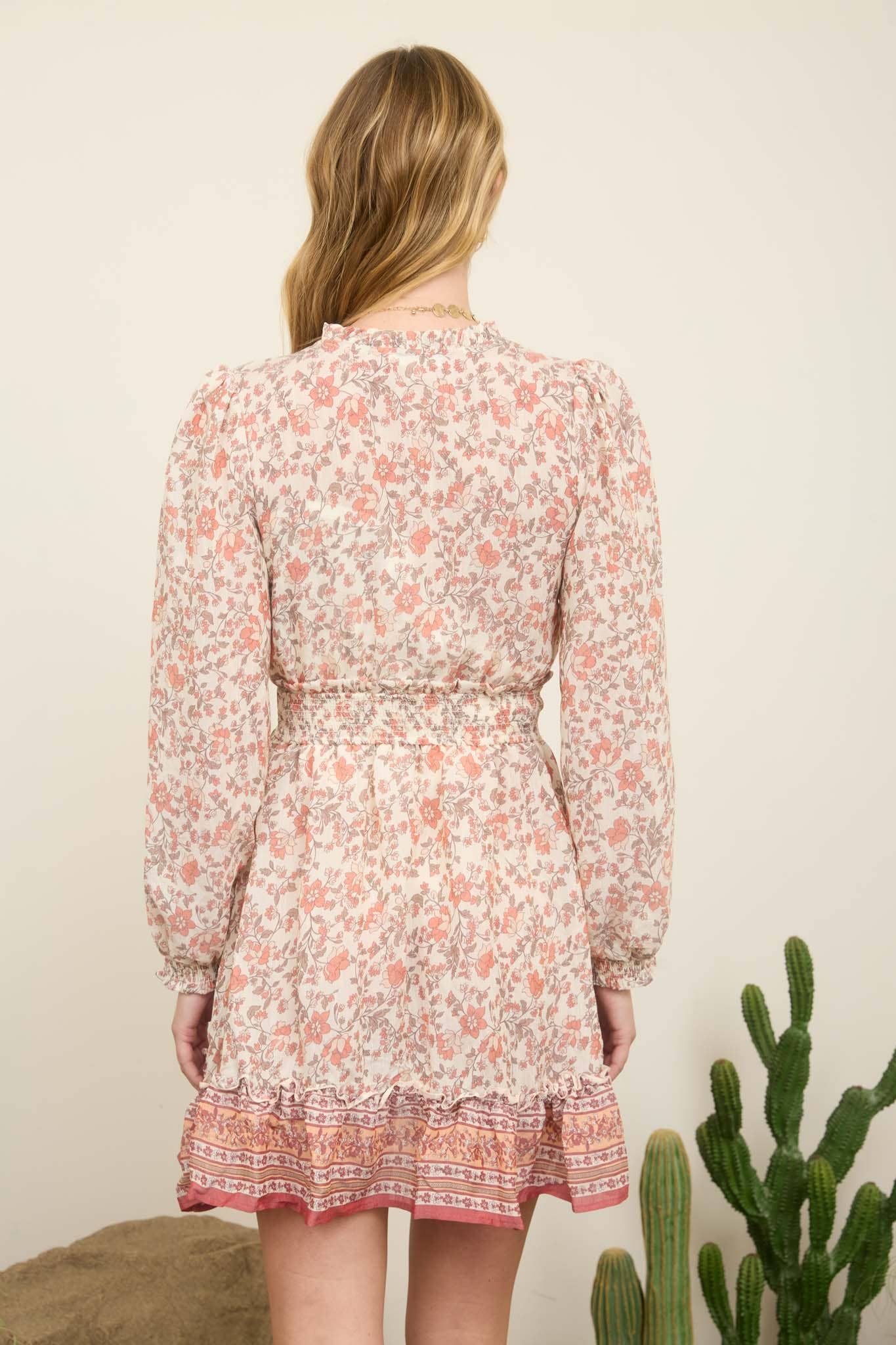 EMPIRE WAIST BORDER SKIRT MINI DRESS