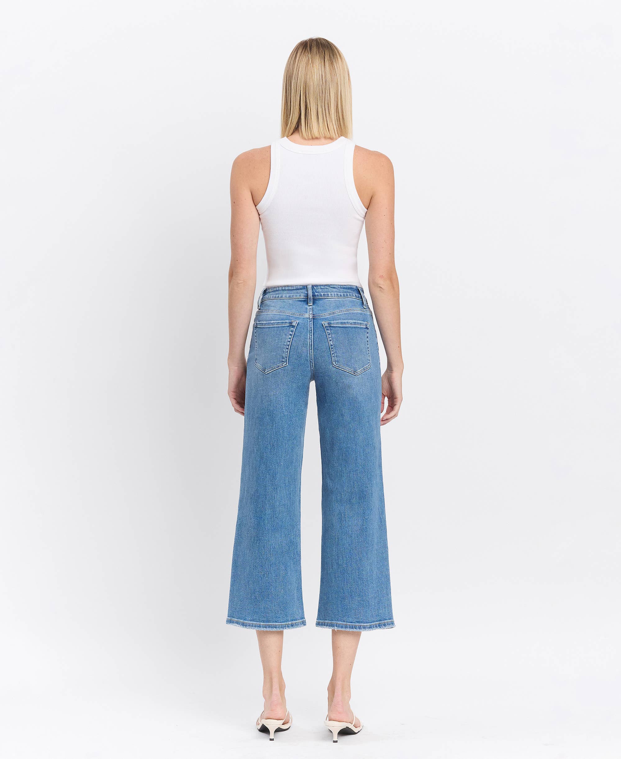 HIGH RISE CROP WIDE LEG JEANS F5365