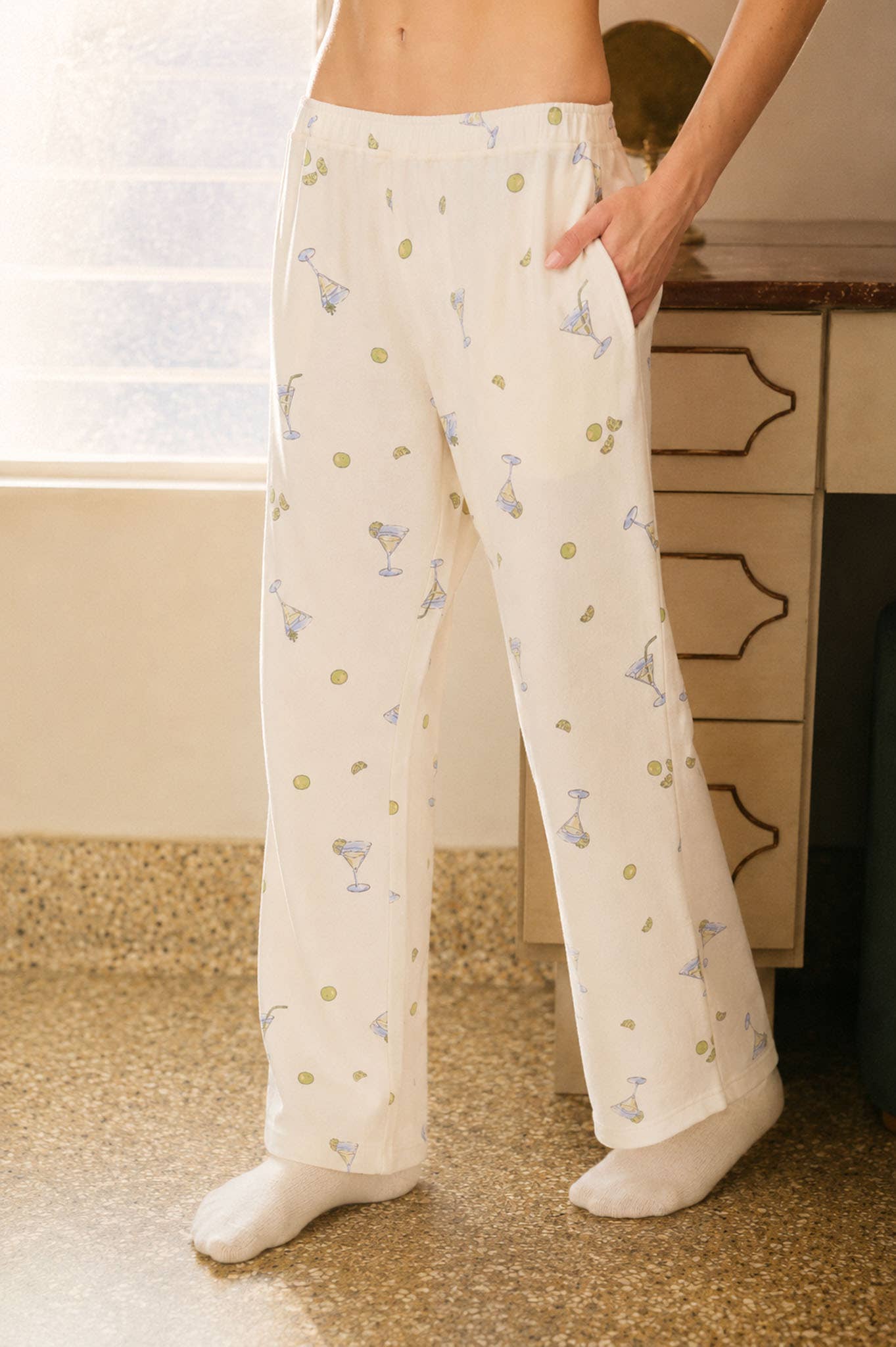 MARTINI MOTIF KNIT LOUNGE PANTS