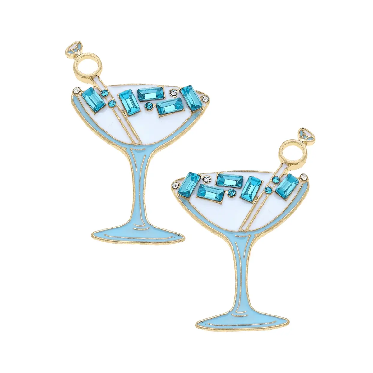 Something Blue Rhinestone Martini Earrings