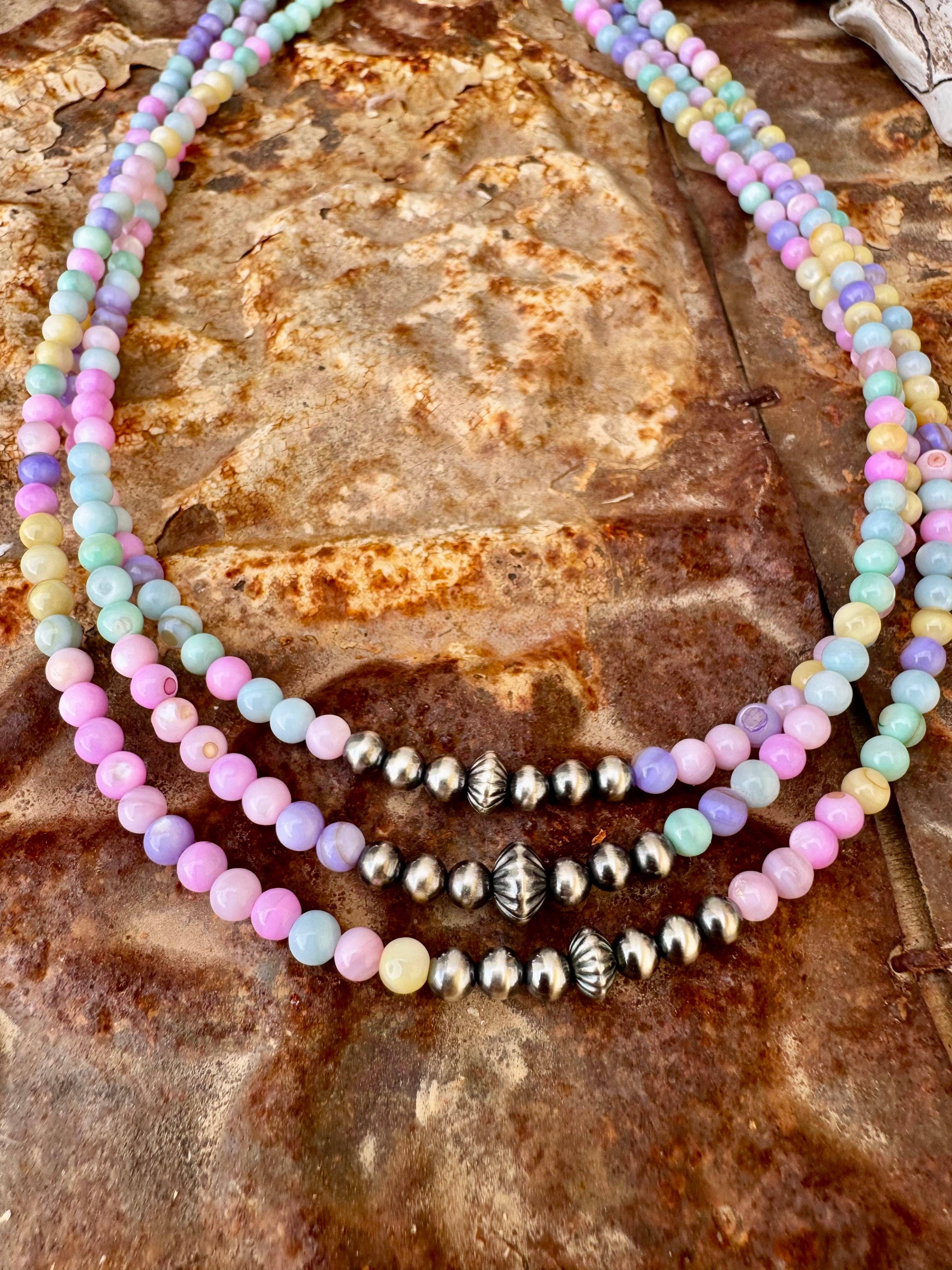 Mother of Pearl Necklace With Navajo Pearls/Western Choker