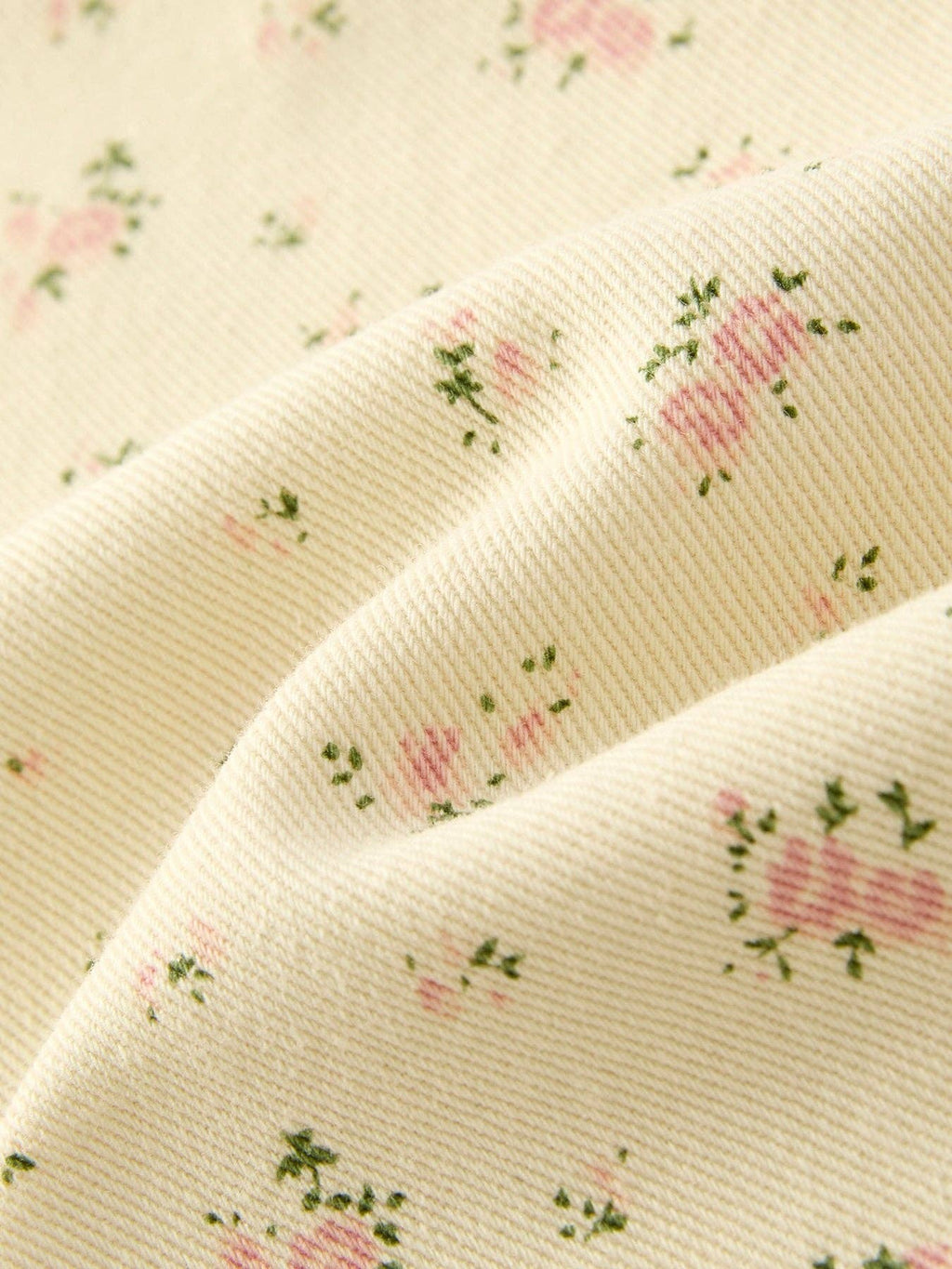 Girls Floral Beige Denim Trousers