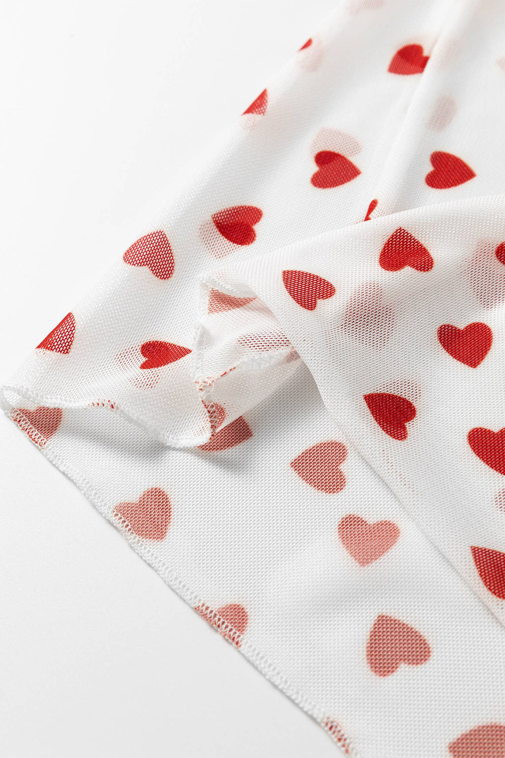Heart Mock Neck Mesh Valentine's Day Top