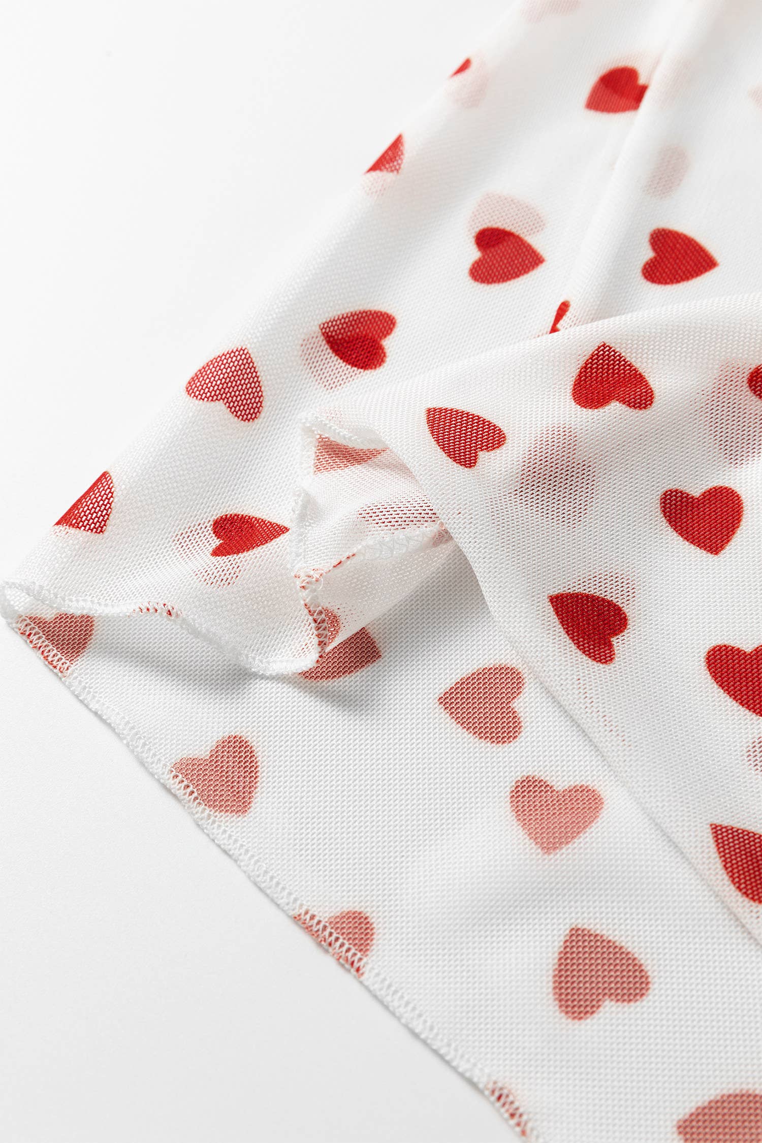 Heart Mock Neck Mesh Valentine's Day Top