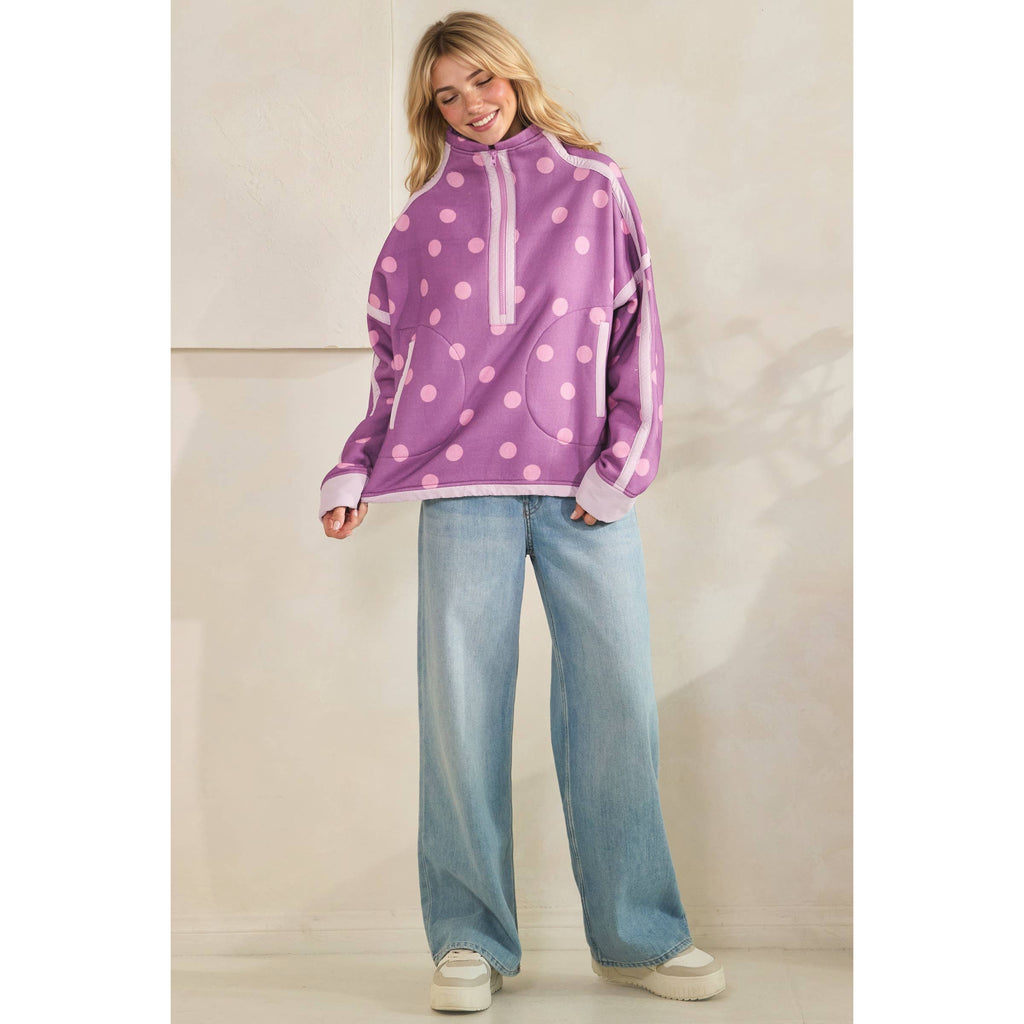 Polka Dot Contrast Pull Over