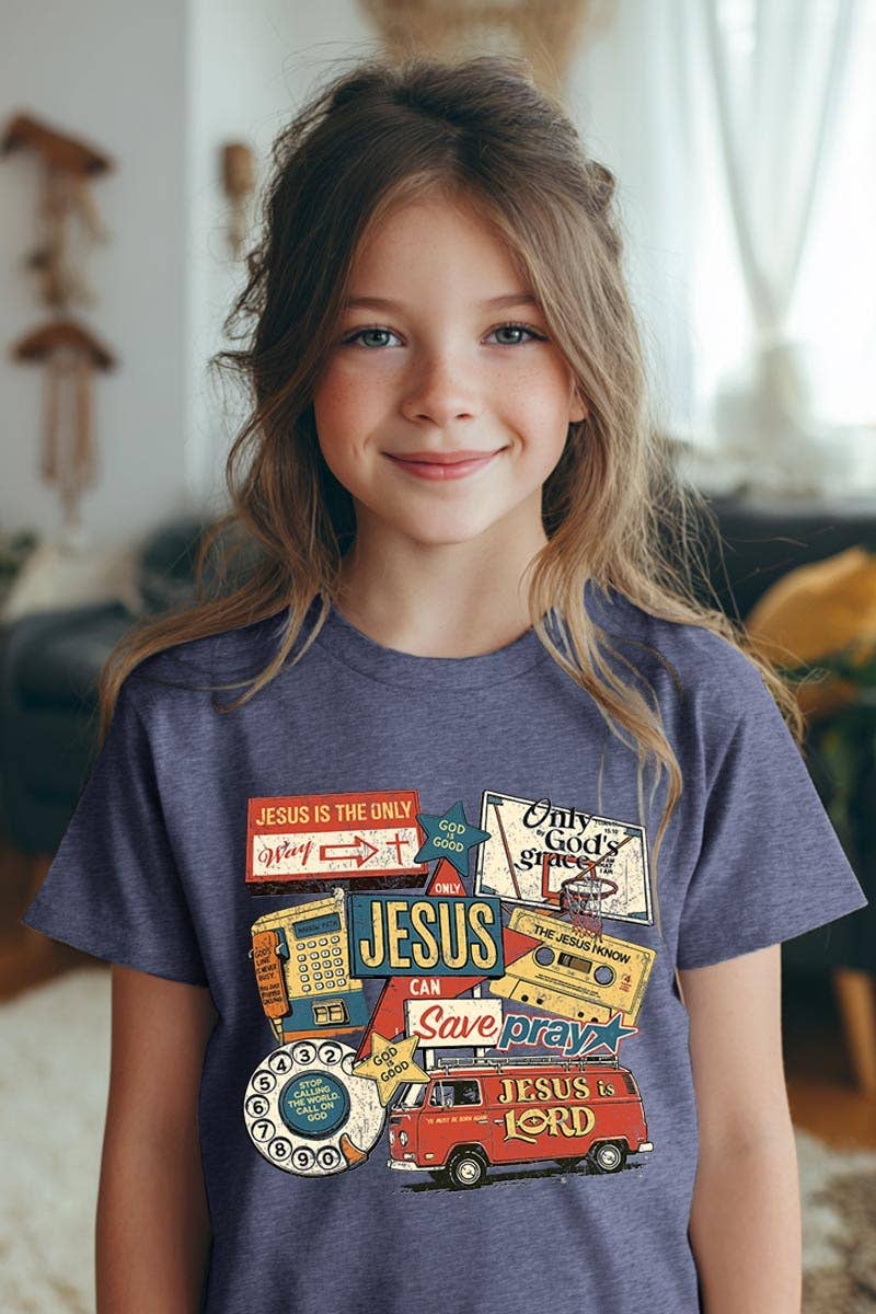 Jesus Save Collage Kids Graphic Heavy Cotton Tee