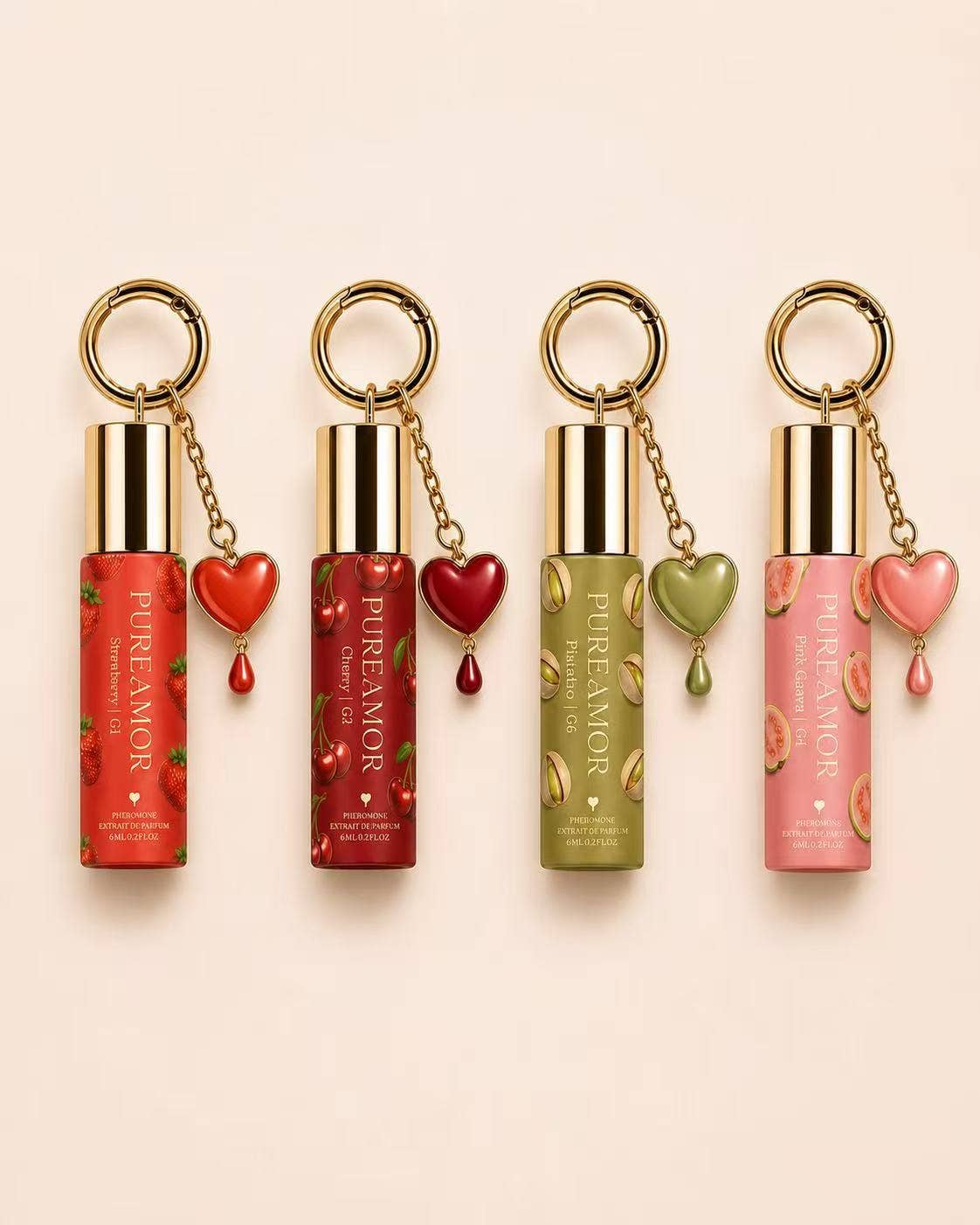 Summer New Product (Shipment on 8/10/26)  Pureamor 6ml Strawberry Keychain Perfume Oil | Designer-Inspired