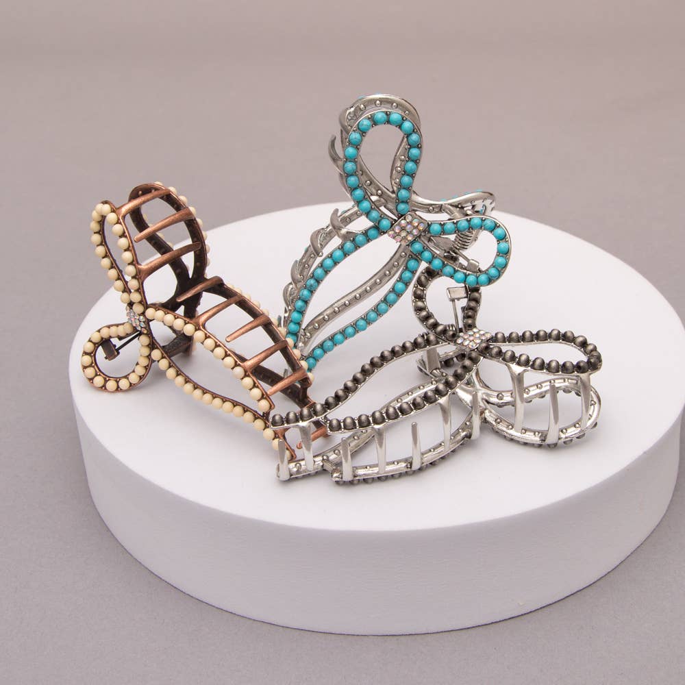 Western Beaded Bow Hair Claw Clip