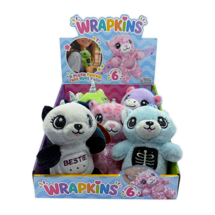 Wrapkins Wrist Band Slap Hug Plush Pal Variety - 6/Display
