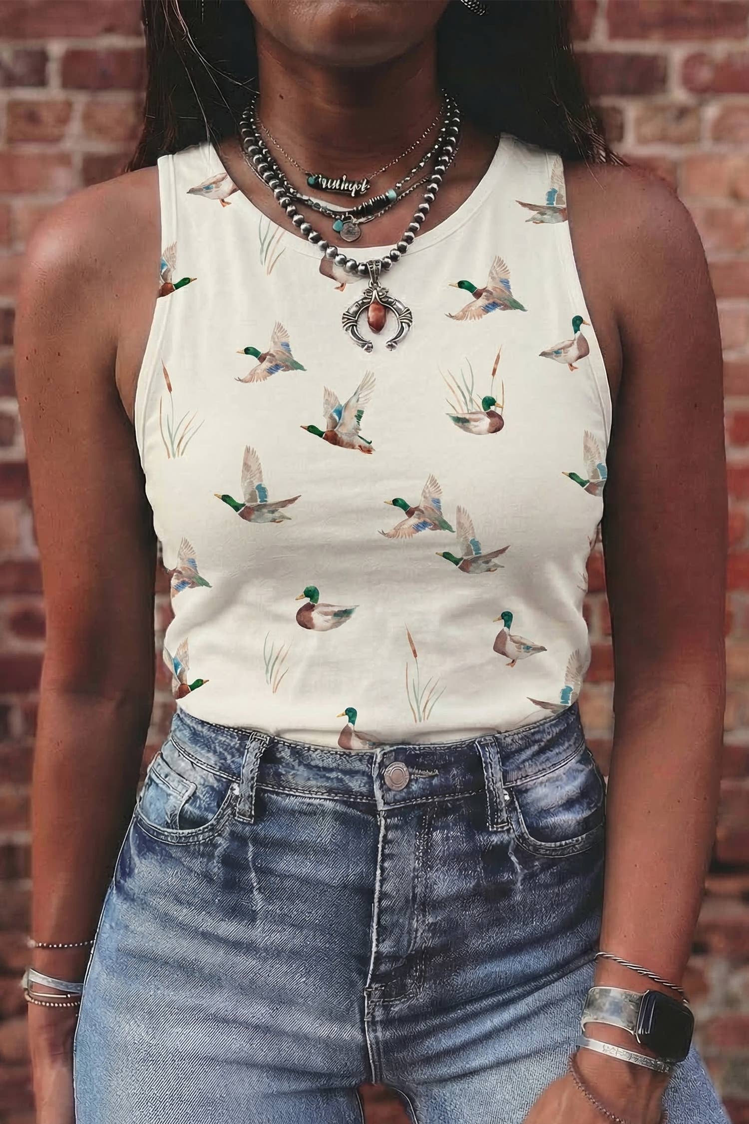 Western Mallard Duck Pattern Sleeveless Knit Vest