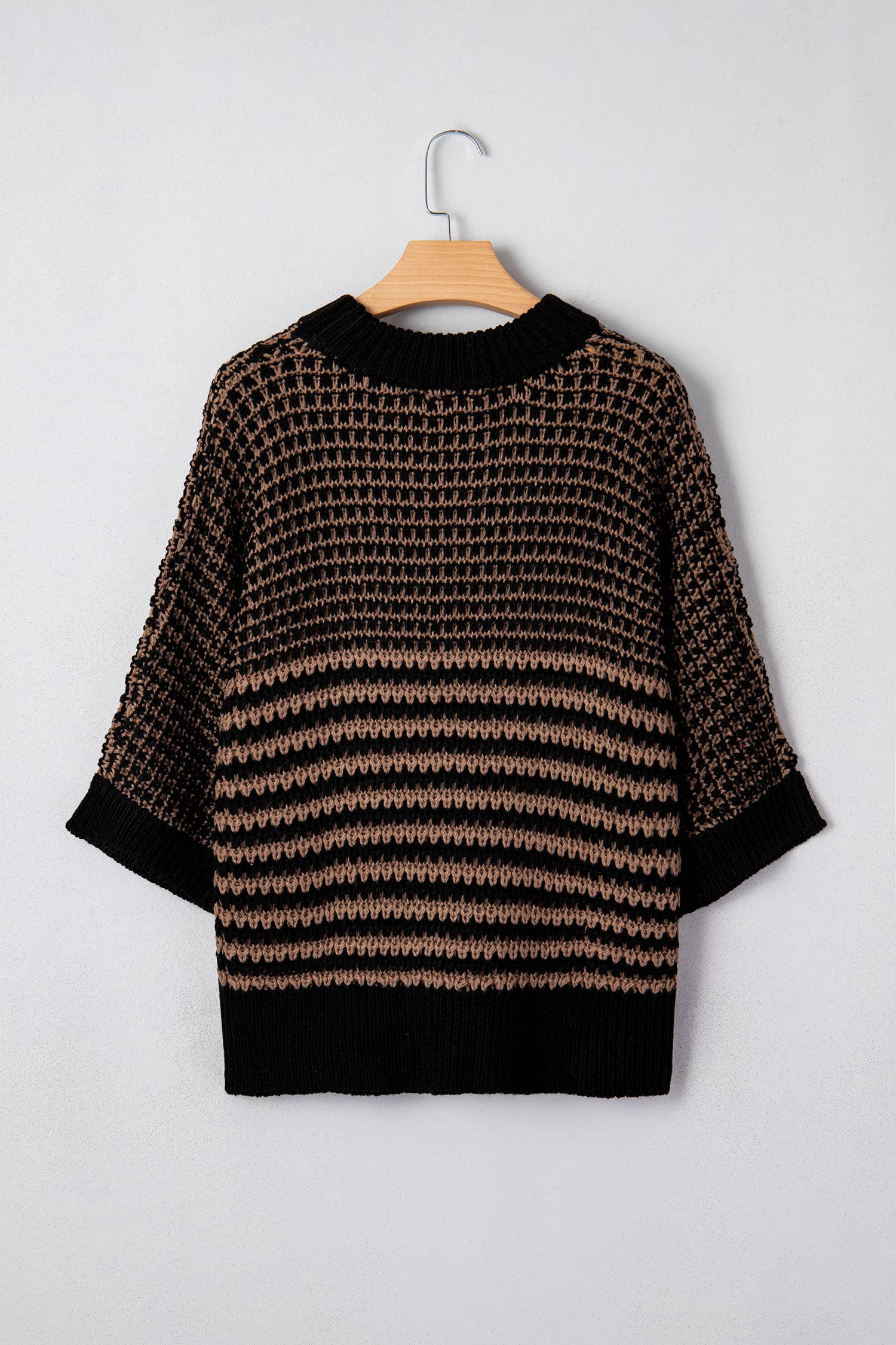 Spring 2026 Stripe 3/4 Draped Sleeve Slouchy Sweater