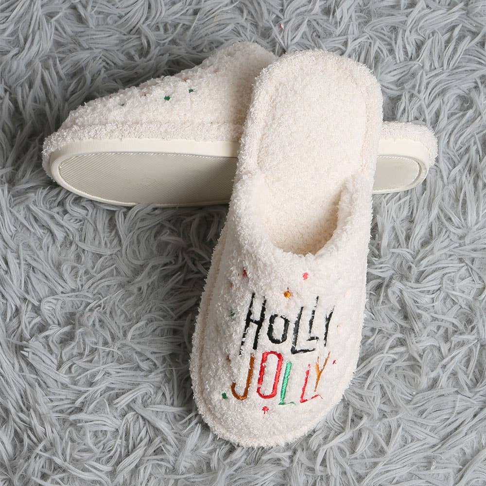 HOLLY JOLLY Holiday Soft Home Indoor Floor Slippers