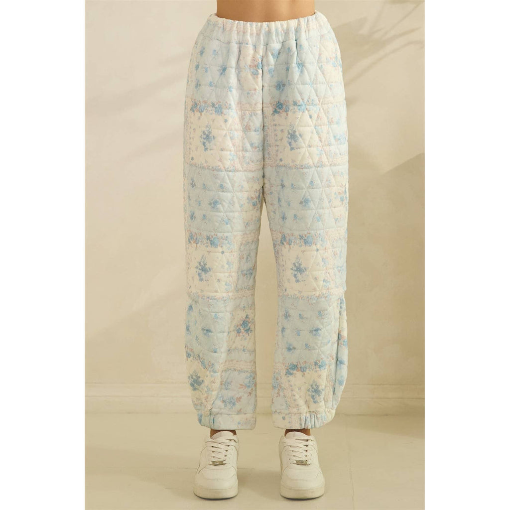 Floral textured lounge pants