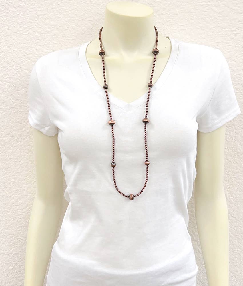 738984, Handmade 34" Copper Navajo Bead Necklace