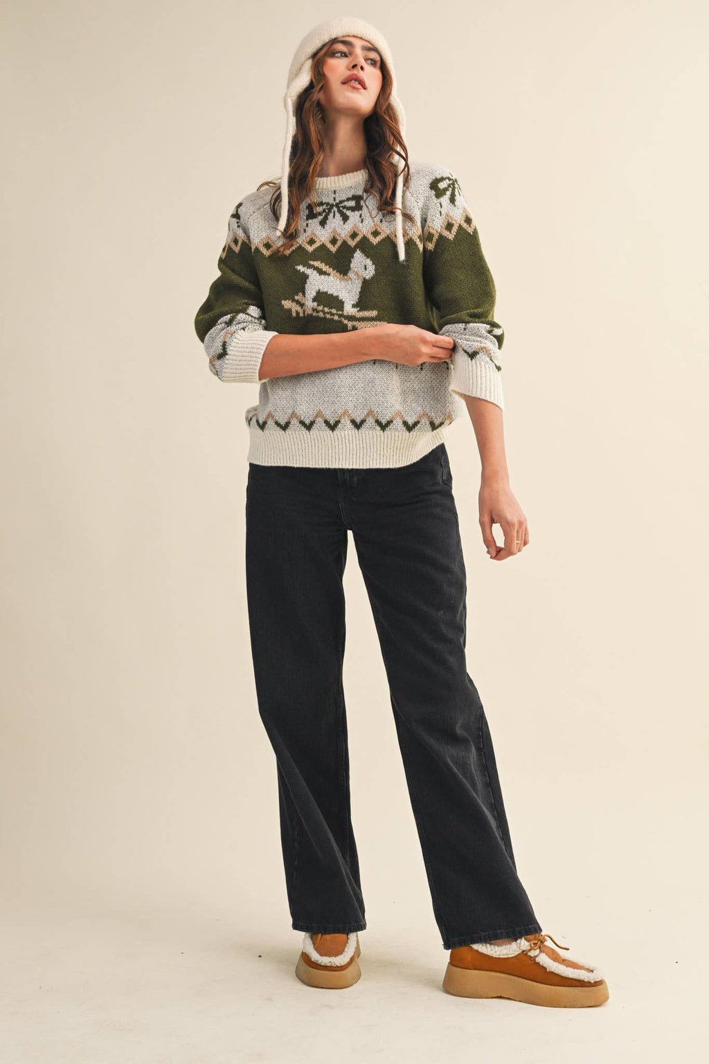 DOG MOTIF SWEATER PULLOVER