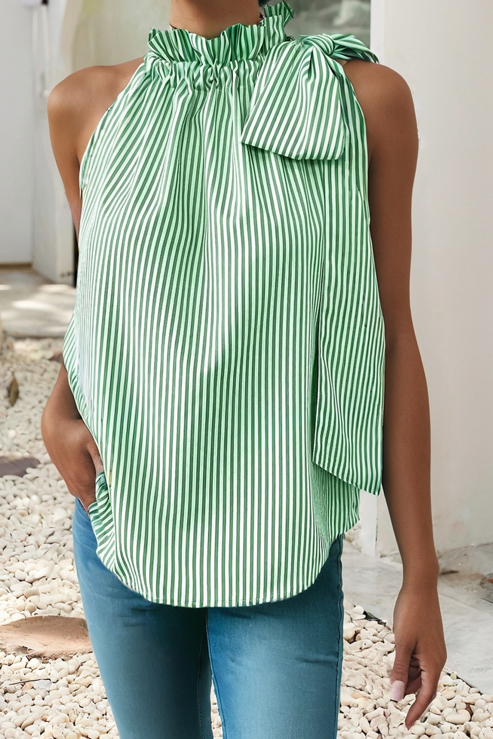 LDC Tied Knot Frilled Collar Sleeveless Top