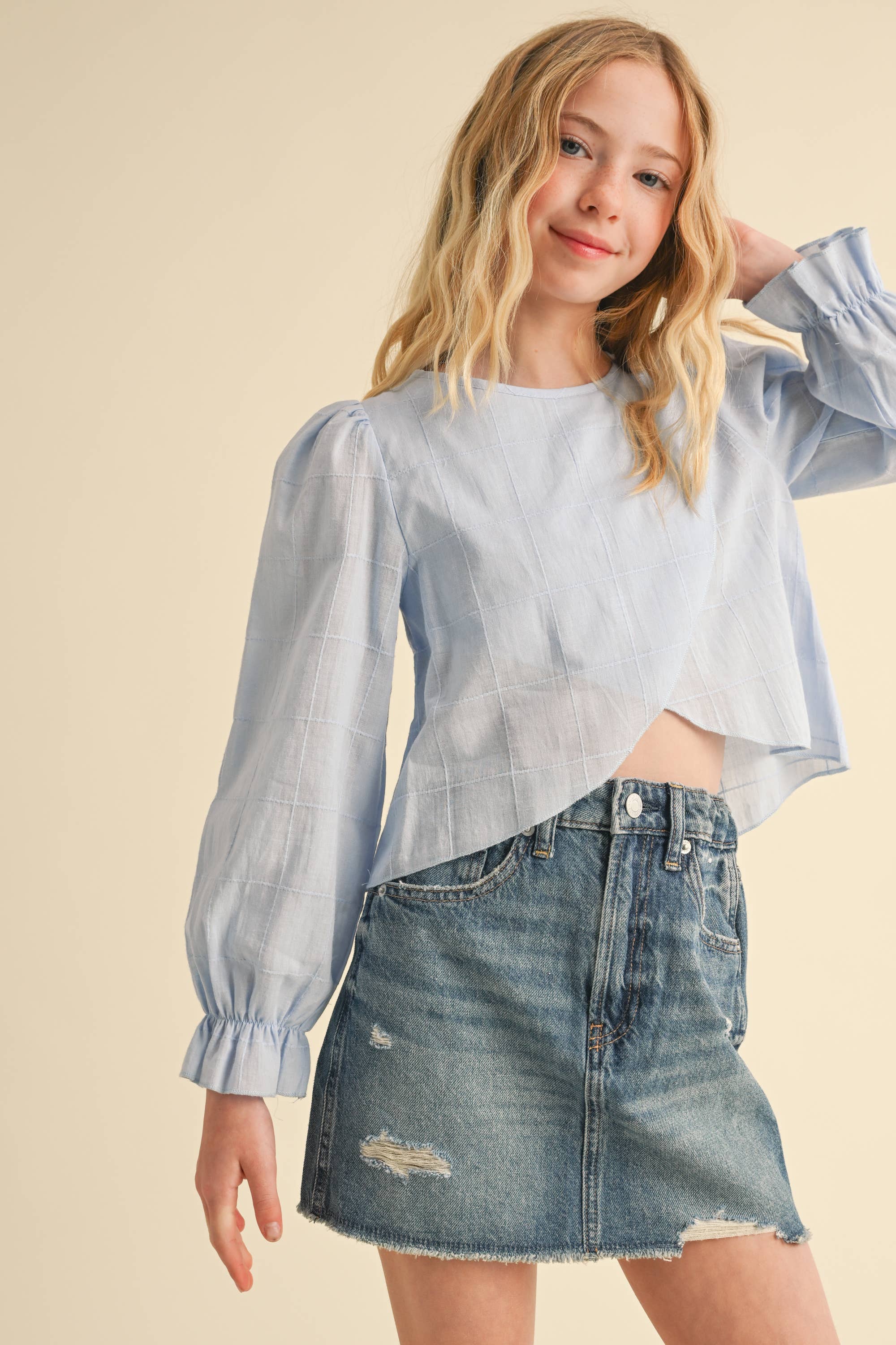 TWEEN KIDS GIRLS TULIP FRONT LONG SLEEVE