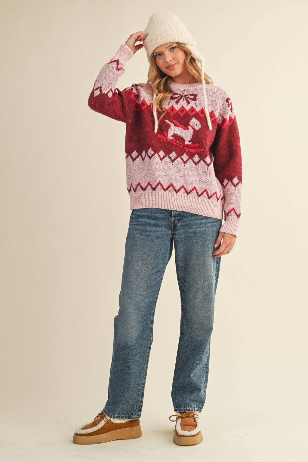 DOG MOTIF SWEATER PULLOVER