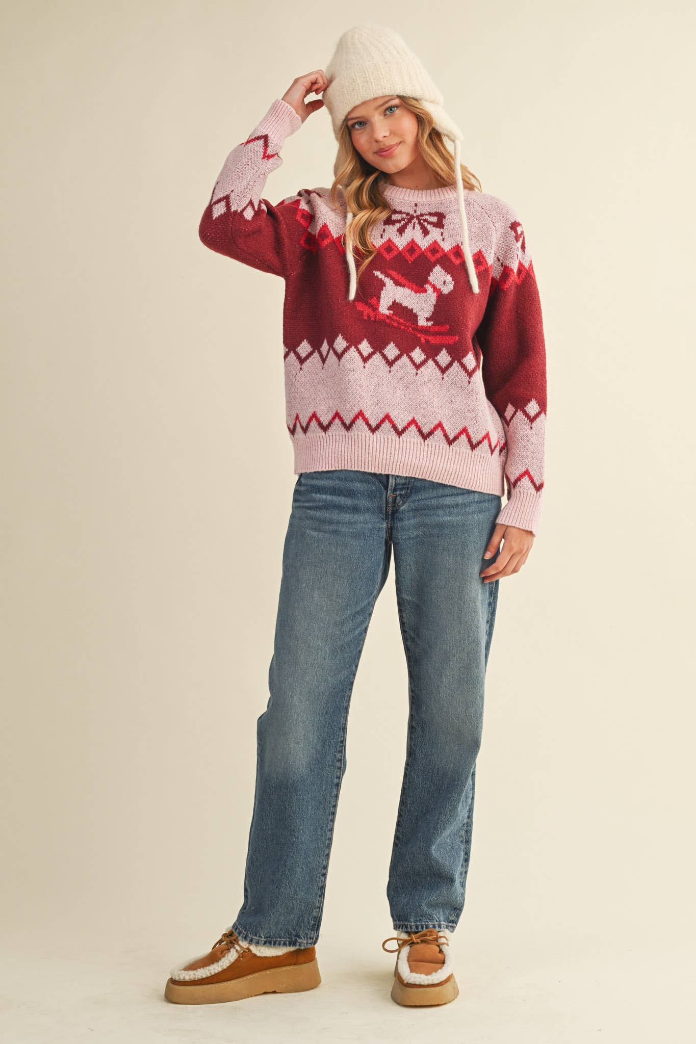 DOG MOTIF SWEATER PULLOVER