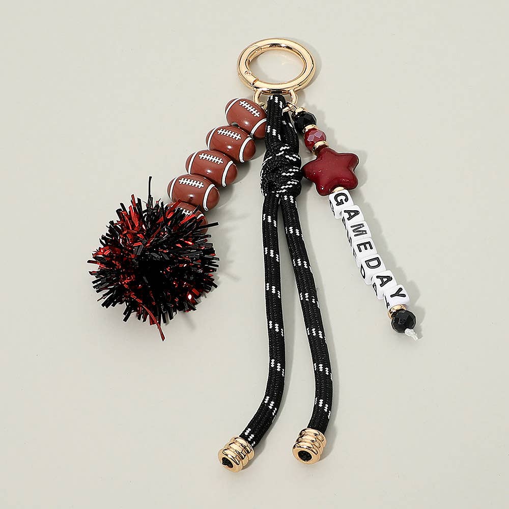 GAMEDAY Star Football Tinsel Pom Knot Tassel Keychain  Bag Charm