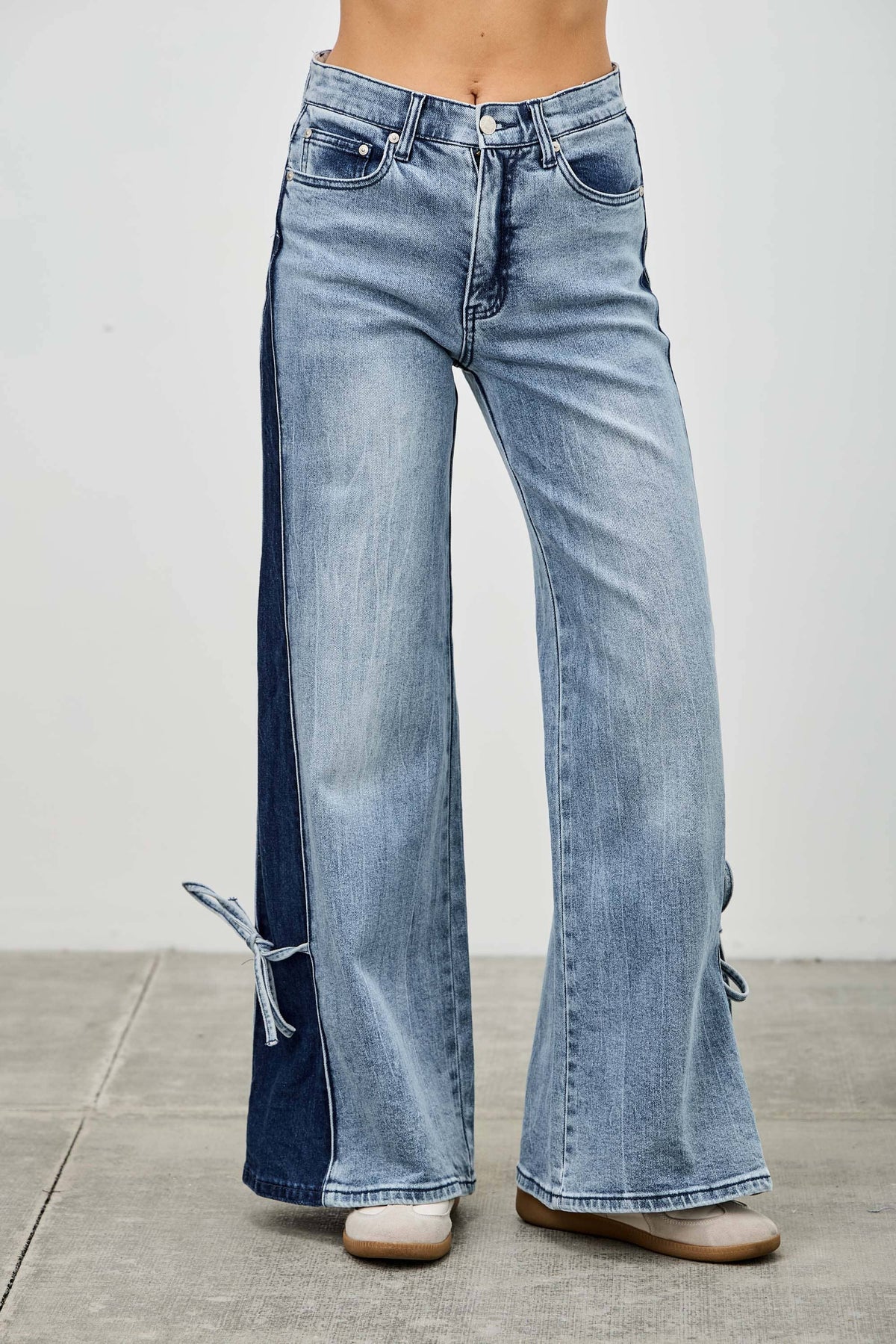 P8124ML-HIGH RISE CONTRAST WIDE LEG WITH RIBBON TIE (Copy)