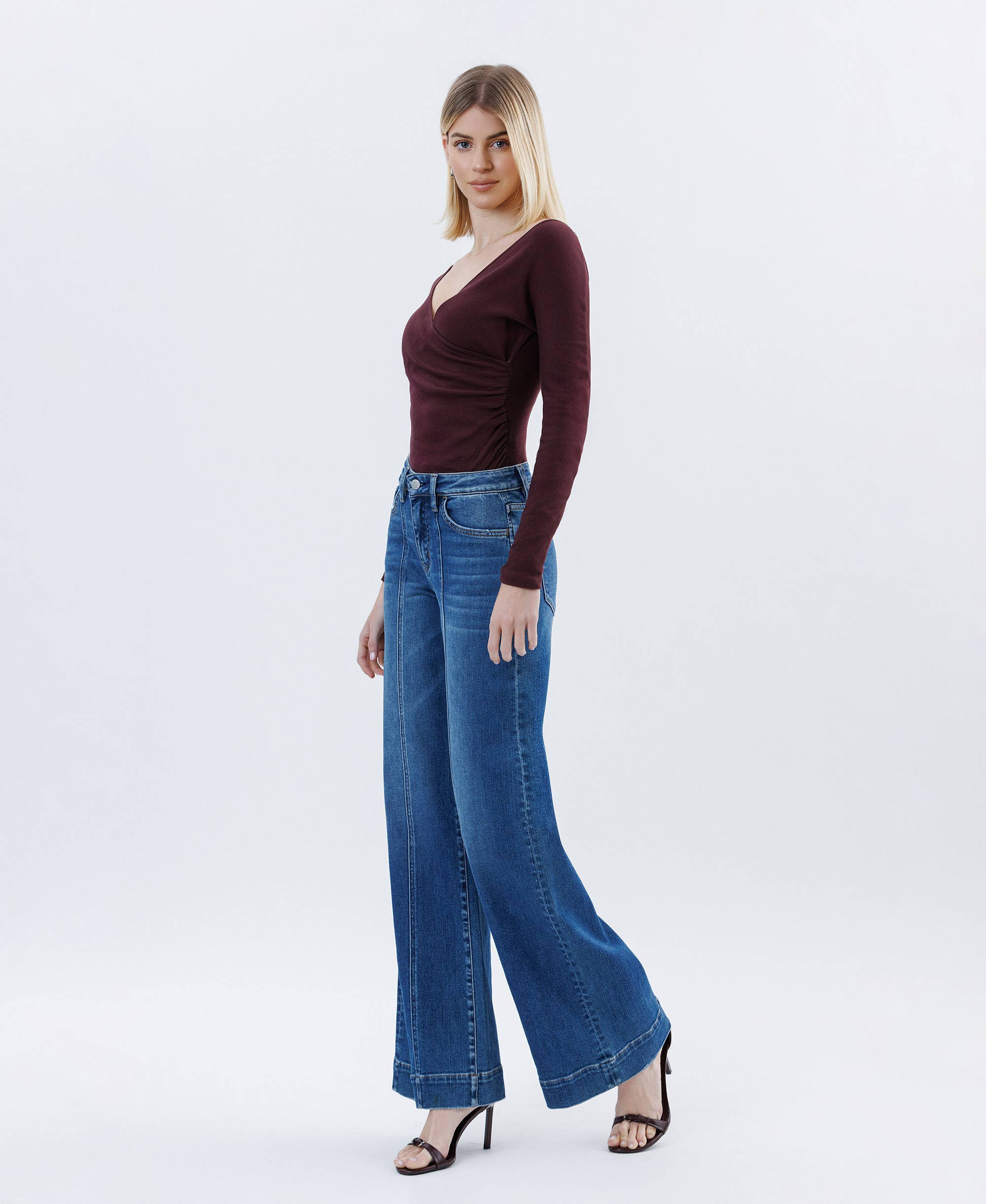 HIGH RISE TROUSER HEM EXTREME WIDE LEG JEANS