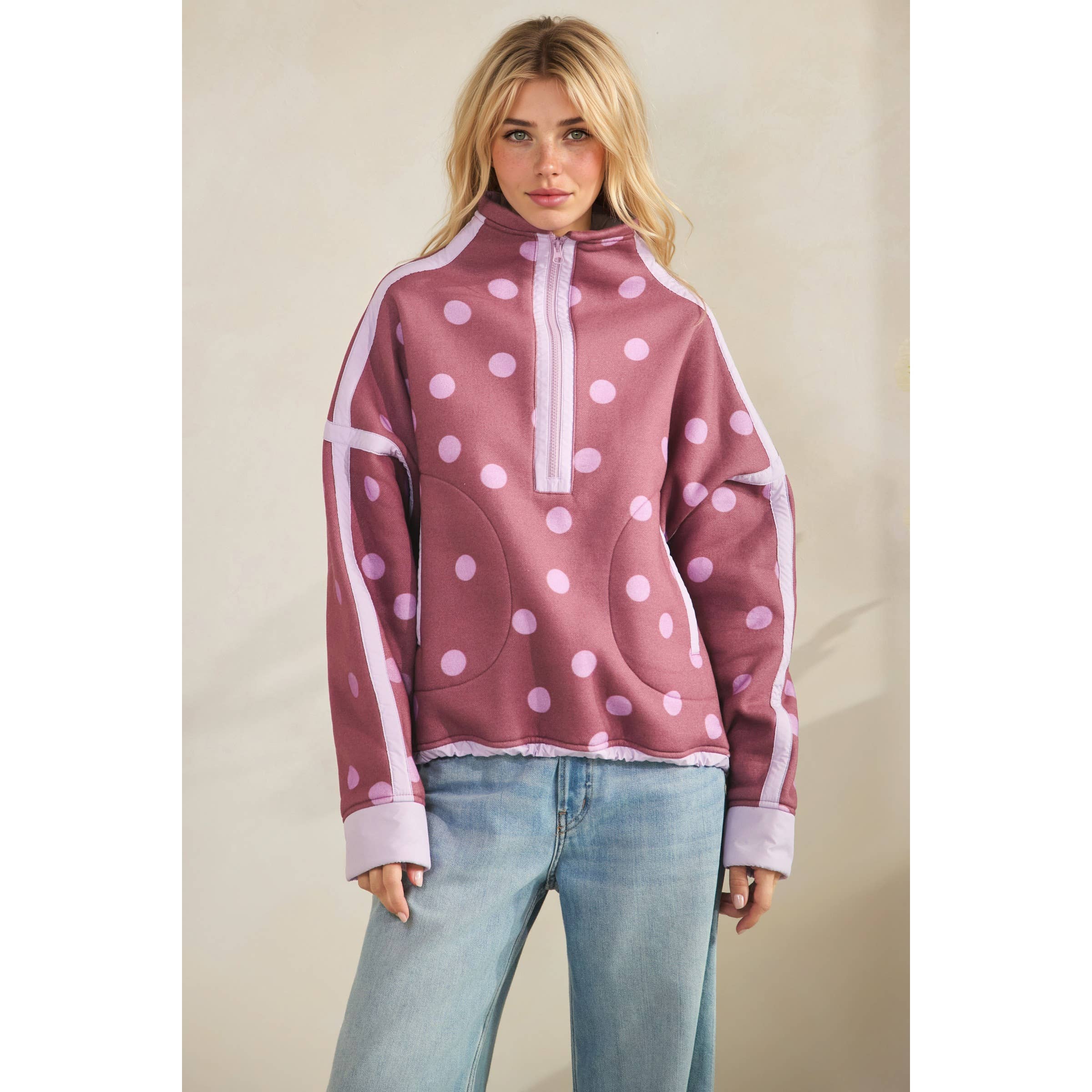 Polka Dot Contrast Pull Over