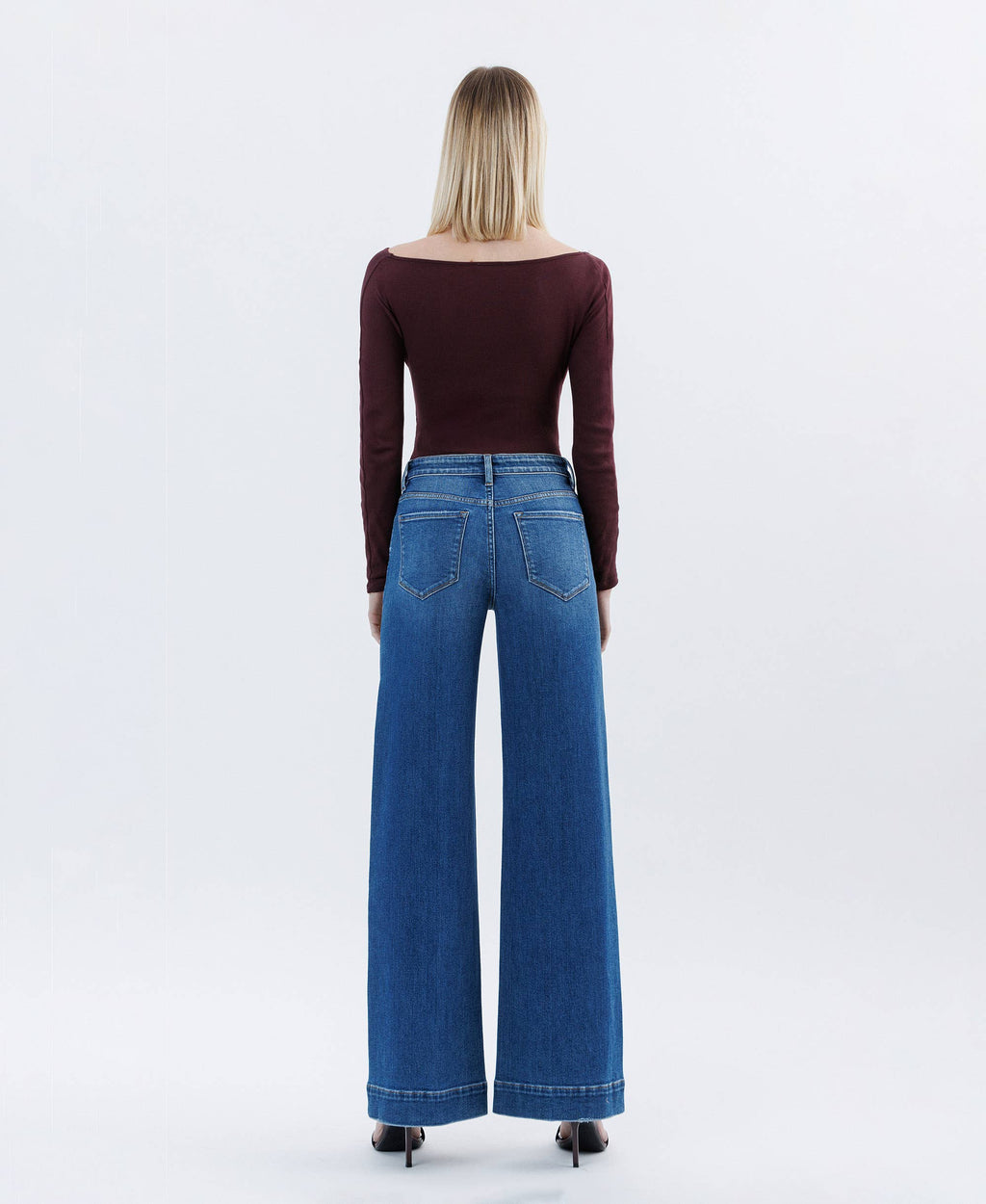 HIGH RISE TROUSER HEM EXTREME WIDE LEG JEANS
