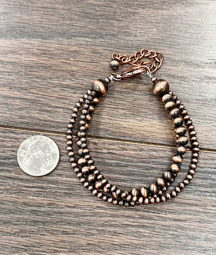 Handmade Copper Navajo Bead Adjustable Bracelet