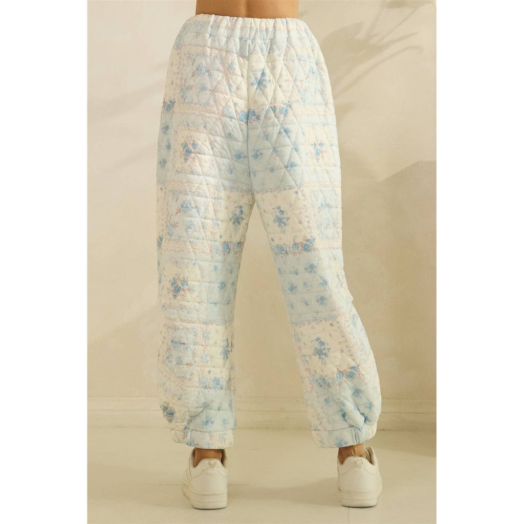 Floral textured lounge pants