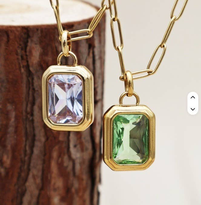 18k Stainless Steel Baguette Necklace