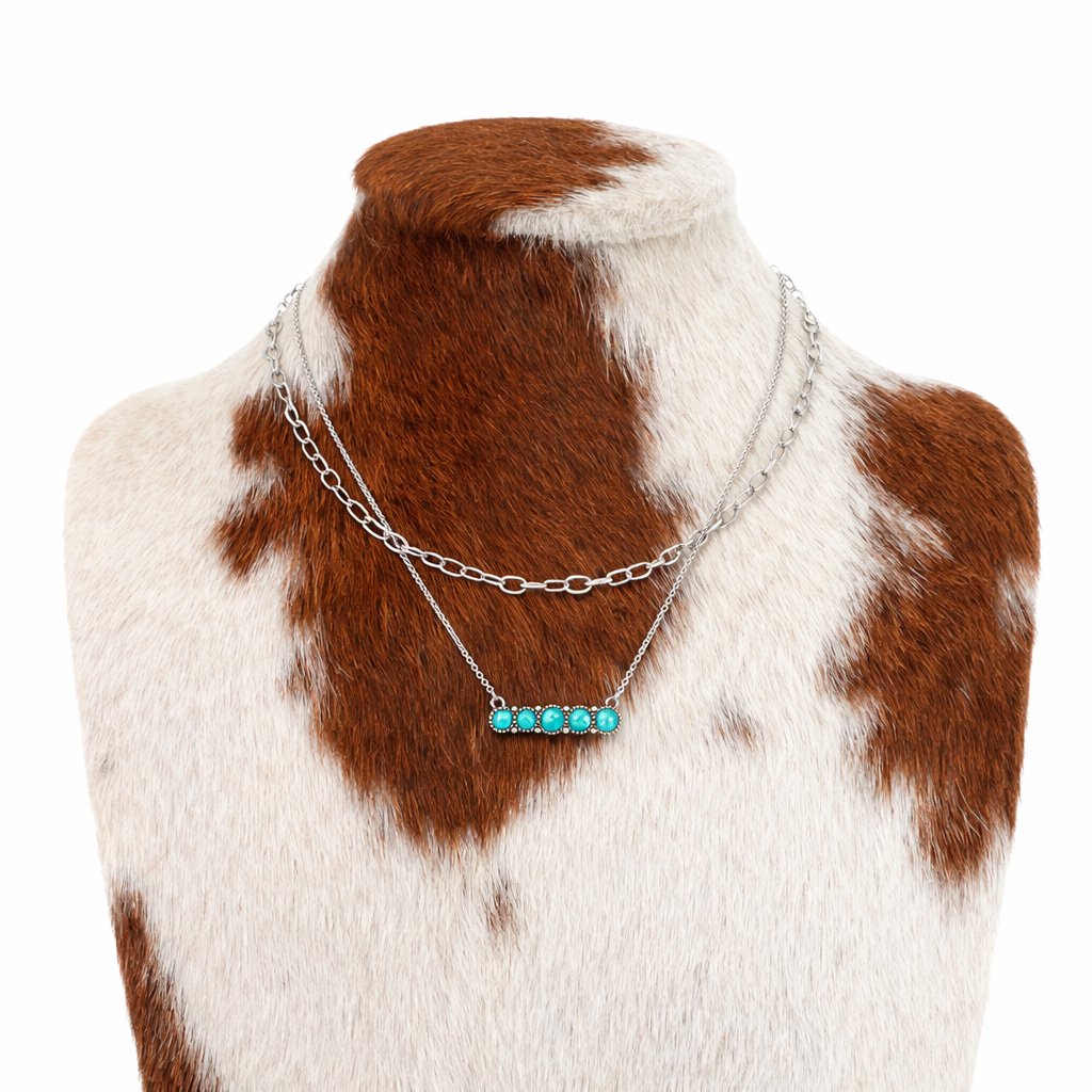 Layered 2 Row Opal Stone Necklace