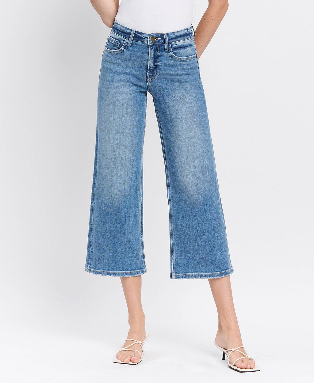 HIGH RISE CROP WIDE LEG JEANS F5365