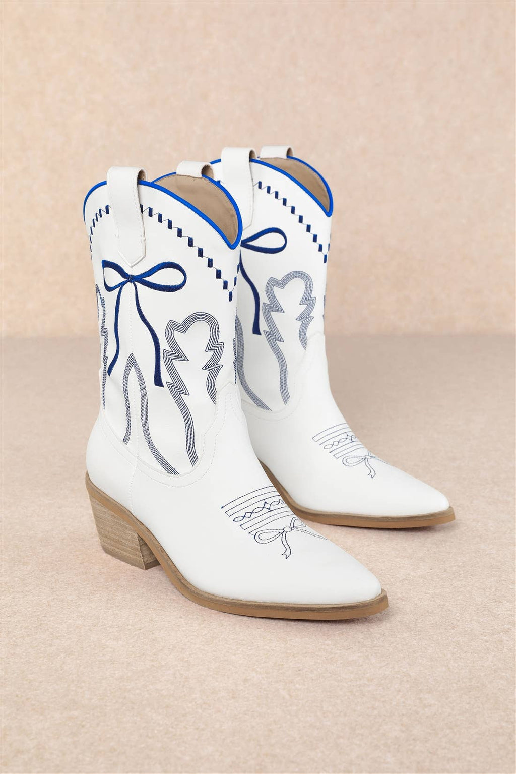 ZETA RIBBON EMBROIDERY WESTERN ANKLE BOOTS