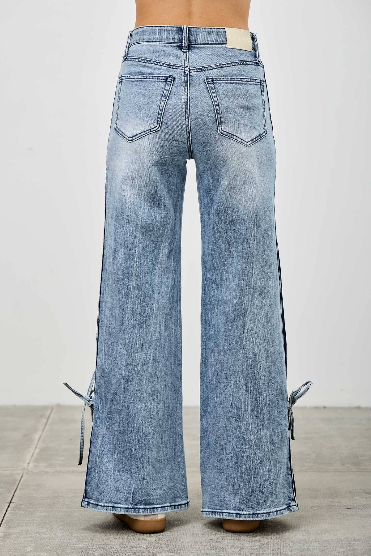 P8124ML-HIGH RISE CONTRAST WIDE LEG WITH RIBBON TIE (Copy)